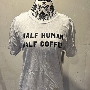 Pink Lily Light Gray Graphic Tee - Half Human Half Coffee